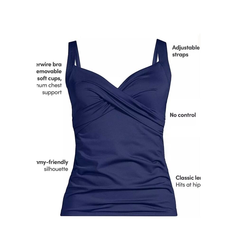 New lands end black tankini tummy control underwire sz 10 - Picture 3 of 5